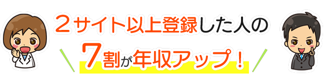 ２サイト以上登録した人の７割が年収UP!